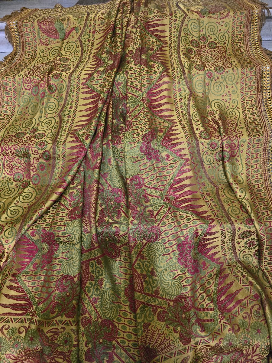 Antique Italian Bedspread, Machine-woven Jacquard, Circa 1960-photo-3