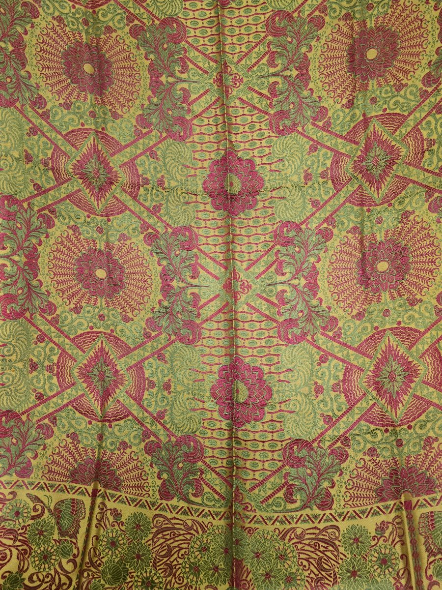 Antique Italian Bedspread, Machine-woven Jacquard, Circa 1960-photo-4