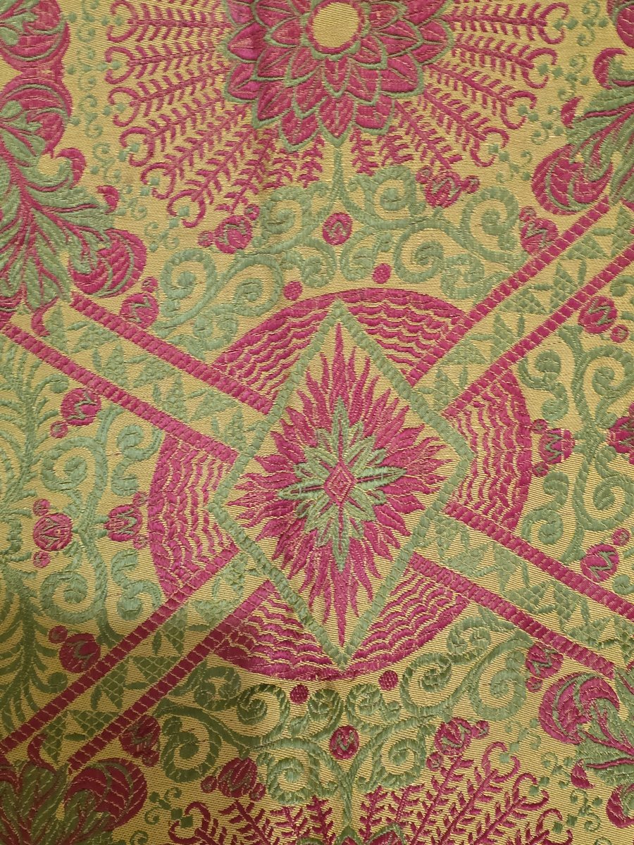 Antique Italian Bedspread, Machine-woven Jacquard, Circa 1960-photo-3