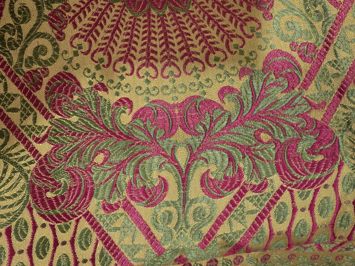 Antique Italian Bedspread, Machine-woven Jacquard, Circa 1960-photo-4