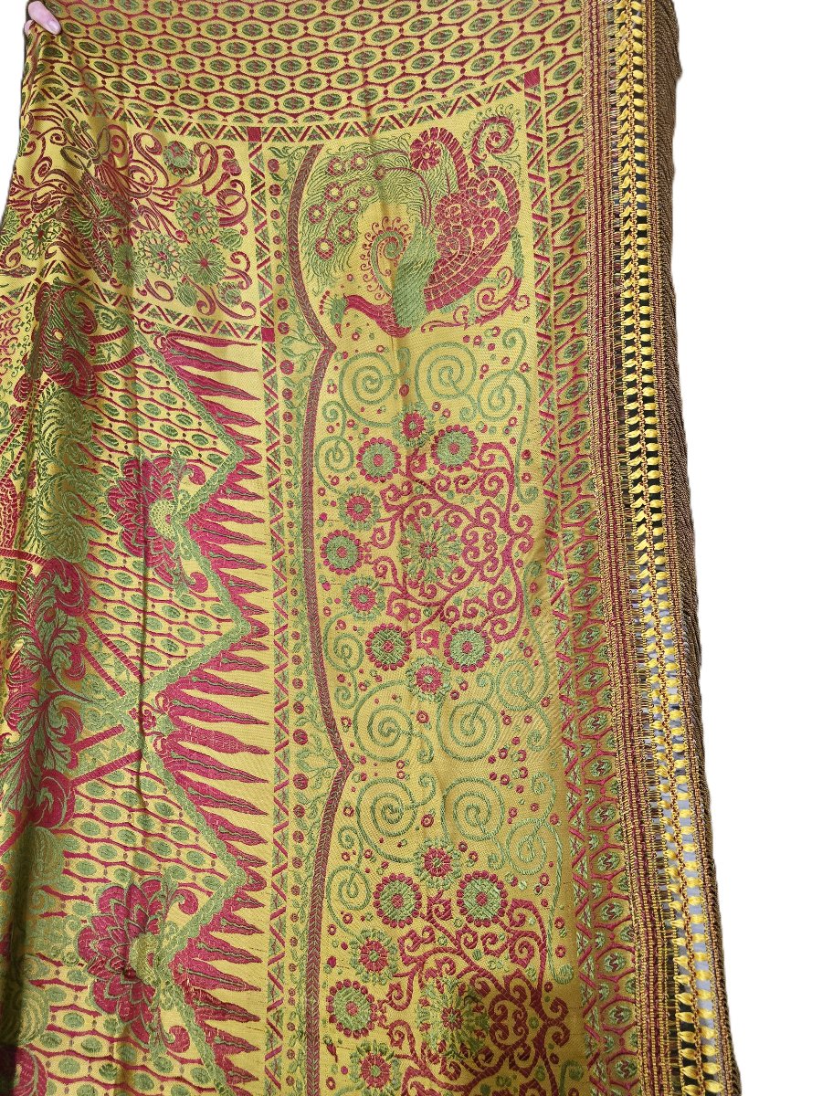Antique Italian Bedspread, Machine-woven Jacquard, Circa 1960-photo-5