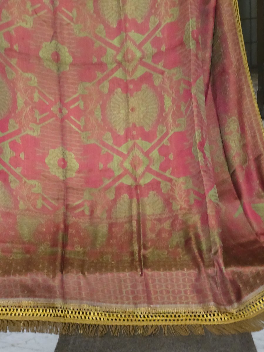 Antique Italian Bedspread, Machine-woven Jacquard, Circa 1960-photo-8