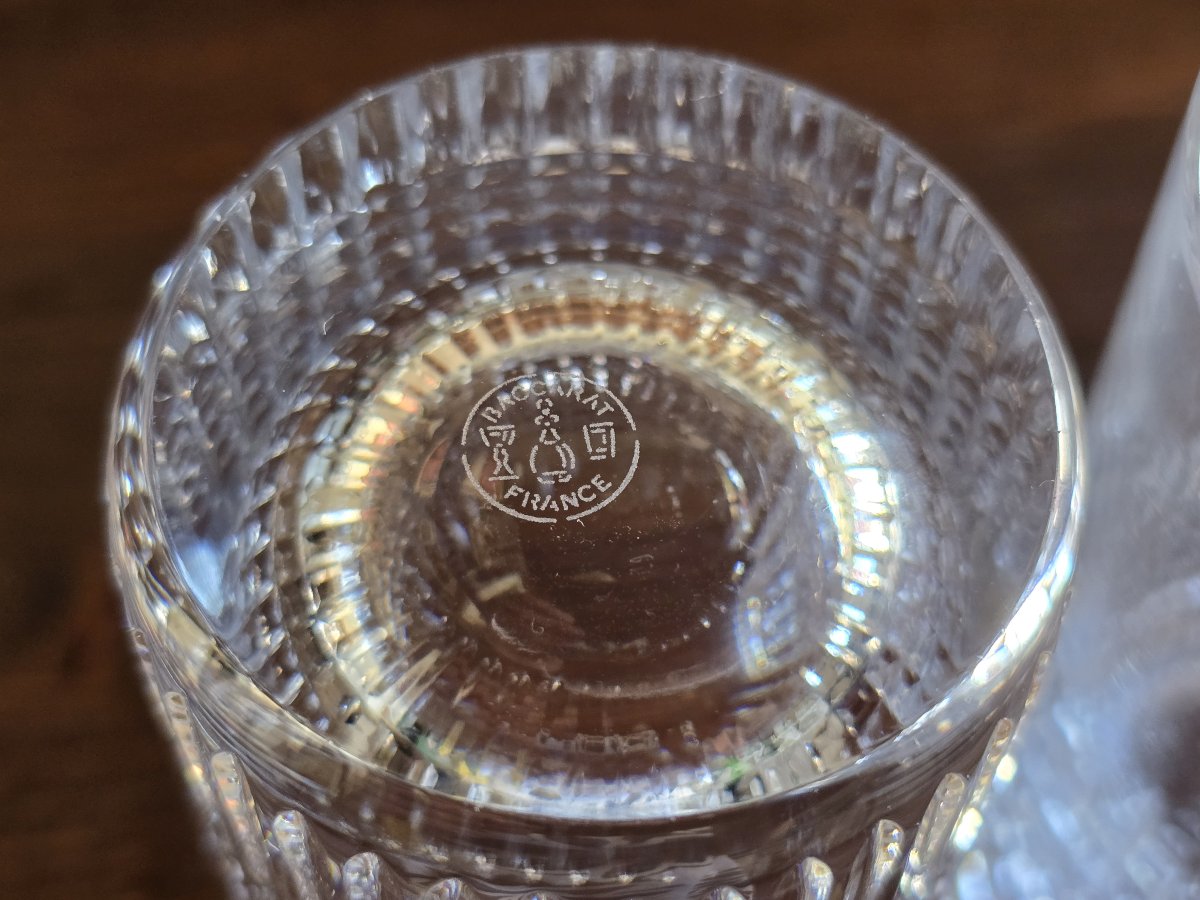 Paire de verres en cristal Baccarat , modèle Nancy, format haut pour long drink-photo-3
