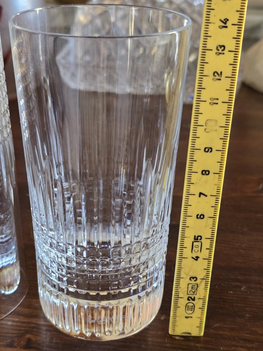 Paire de verres en cristal Baccarat , modèle Nancy, format haut pour long drink-photo-4