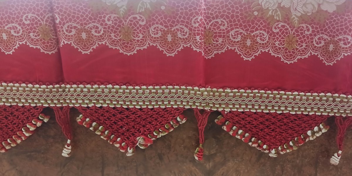 Antique Italian Bedspread Made Of Textured Silk, Early 20th Century-photo-2