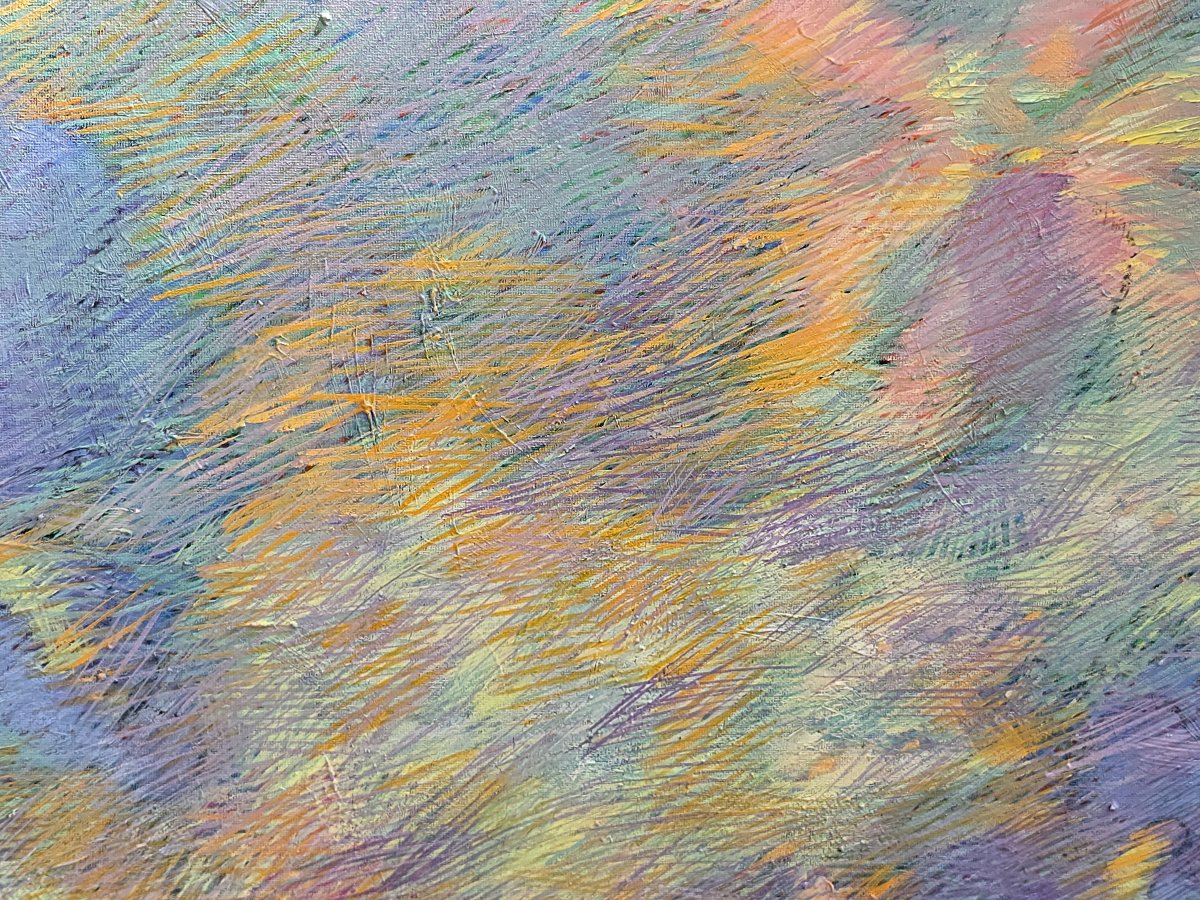 Huile sur toile Composition florale impressioniste  de Margaret Boberek-photo-2