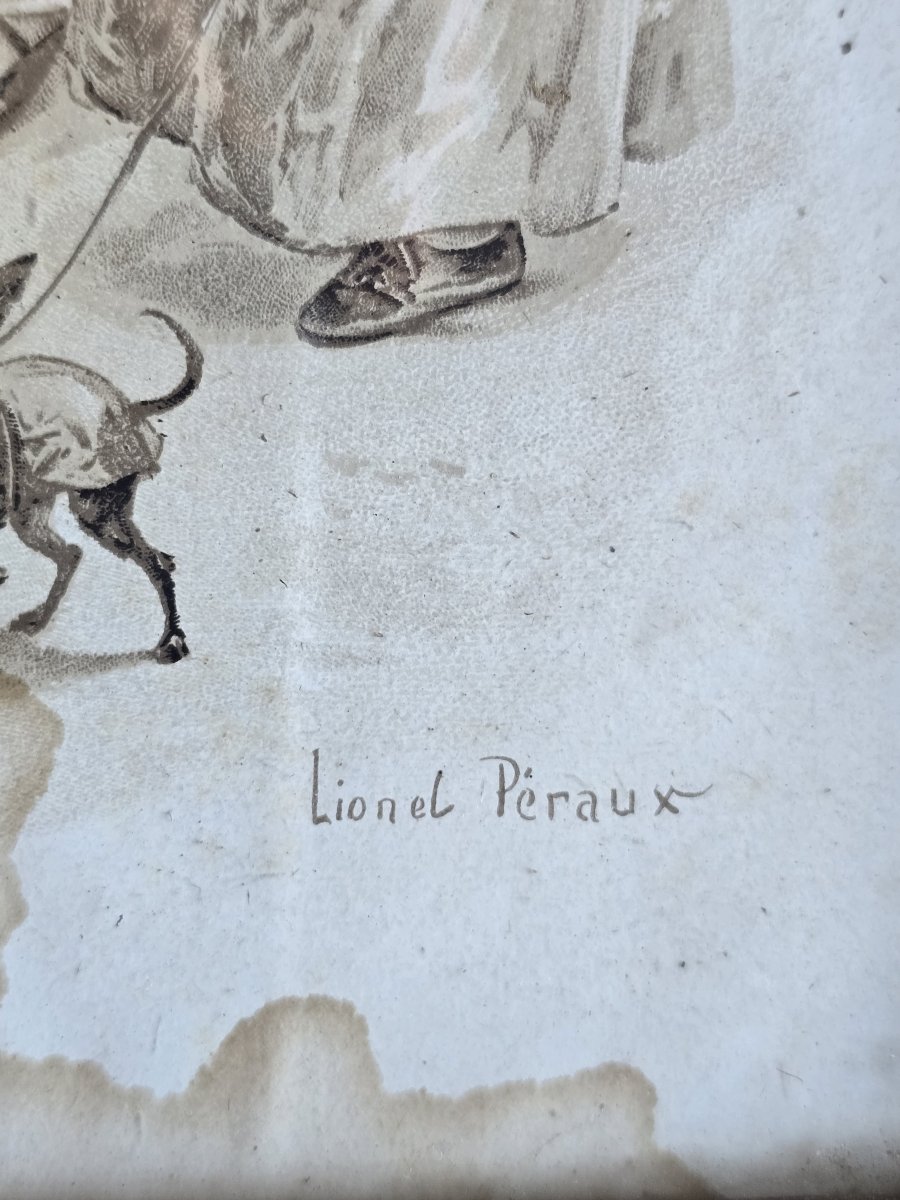 Dessin à  l'encre sépia signé Lionel Péraux-photo-2