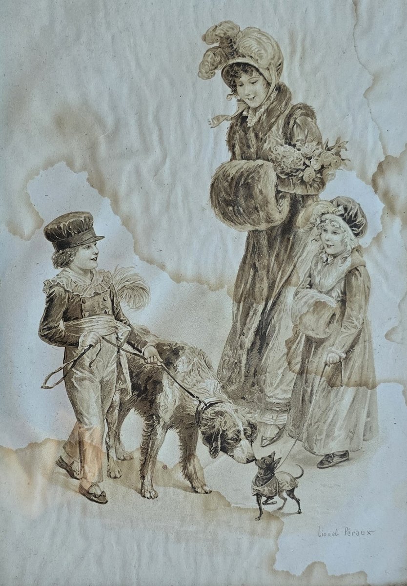 Dessin à  l'encre sépia signé Lionel Péraux-photo-3