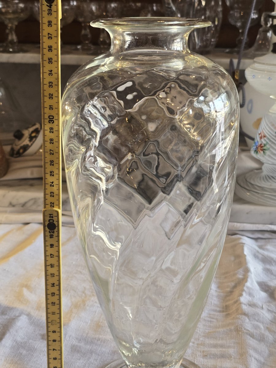 Pair Of Antique Spiral-patterned Blown Glass Vases-photo-4