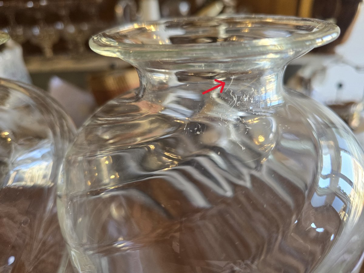 Pair Of Antique Spiral-patterned Blown Glass Vases-photo-7