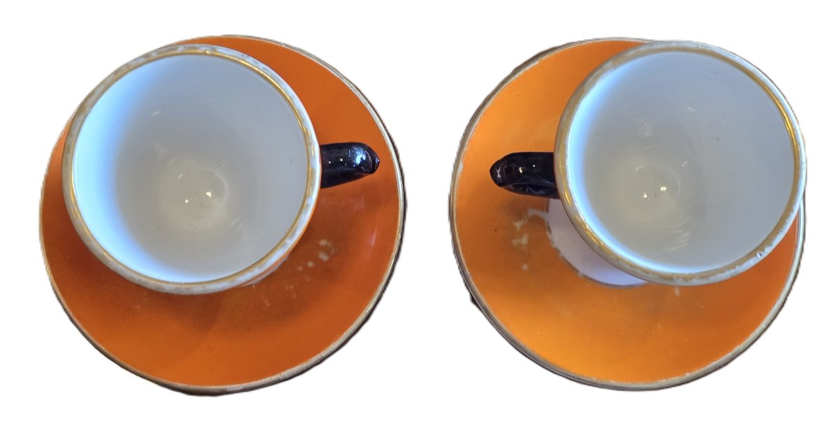Pair Of Antique Brulot Cups In Porcelain, Decorated With Figurative Medallions. Italy, 19th Cen-photo-2