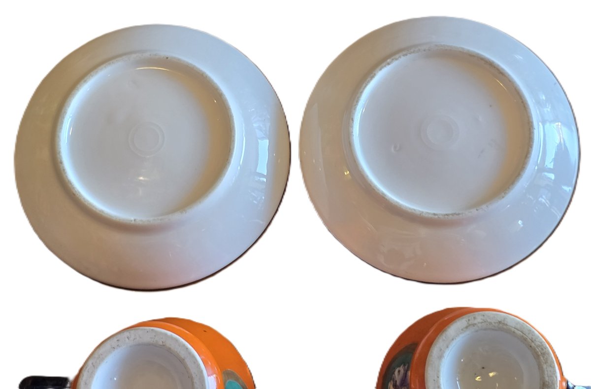 Pair Of Antique Brulot Cups In Porcelain, Decorated With Figurative Medallions. Italy, 19th Cen-photo-4