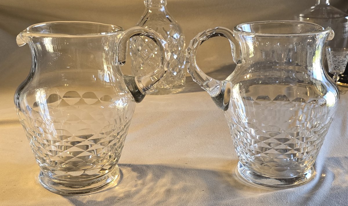 Pair Of Antique Cut-glass Pitchers—second Half Of The 20th Century-photo-2