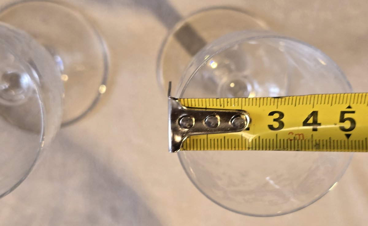  Six verres anciens cristal décor rocaille gravé attribués à Baccarat fin XIXᵉ / début XX-photo-2