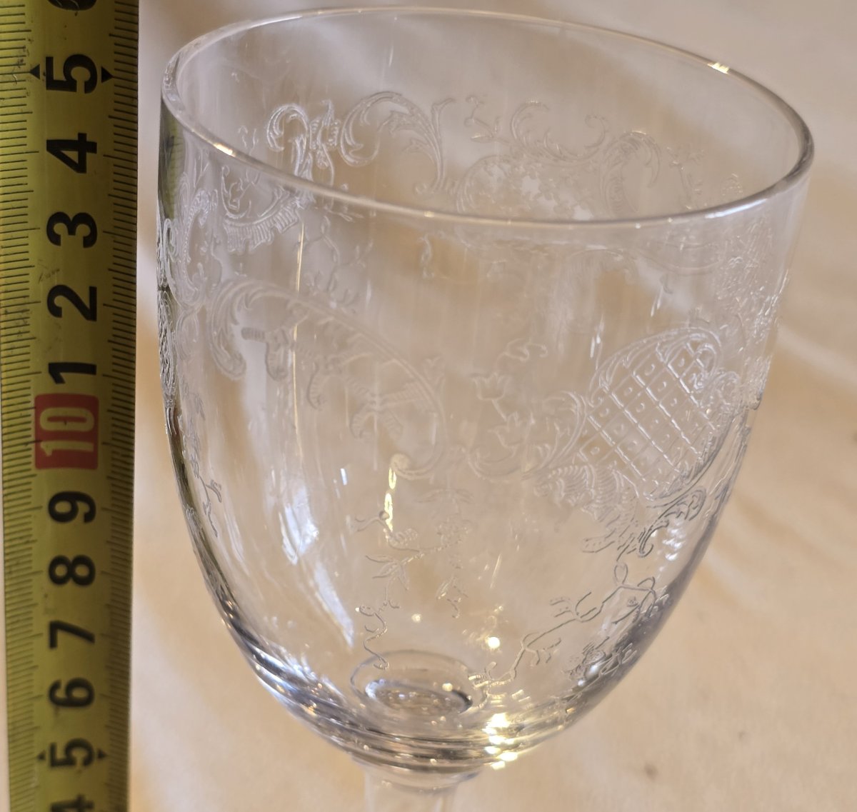  Six verres anciens cristal décor rocaille gravé attribués à Baccarat fin XIXᵉ / début XX-photo-5