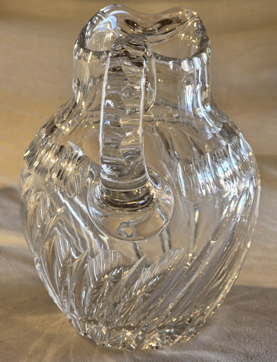 Broc  ancien en cristal épais taillé– Italie, vers 1950-photo-2