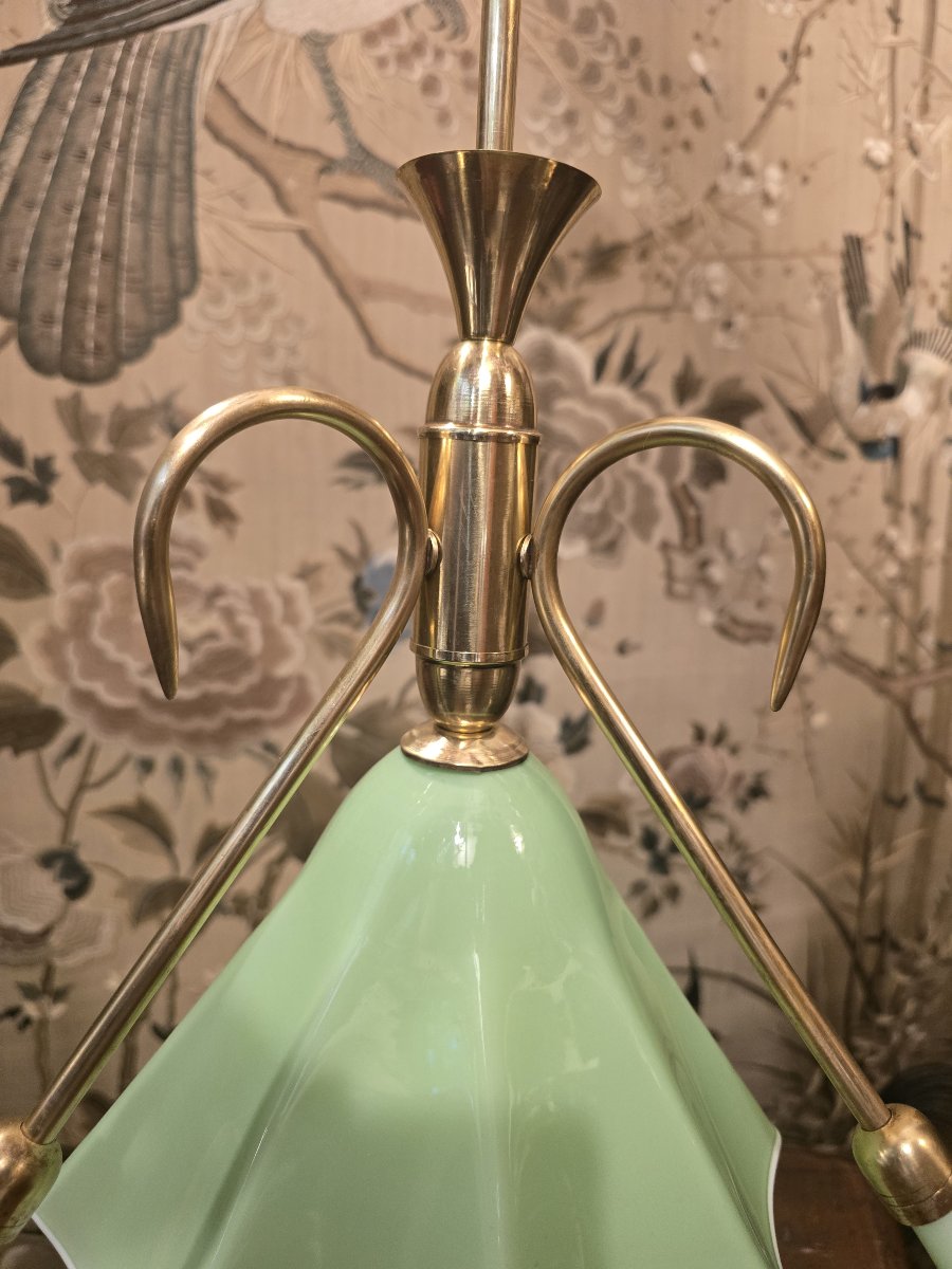 Lustre en opaline et monture en laiton – Italie, vers 1955–1965-photo-2