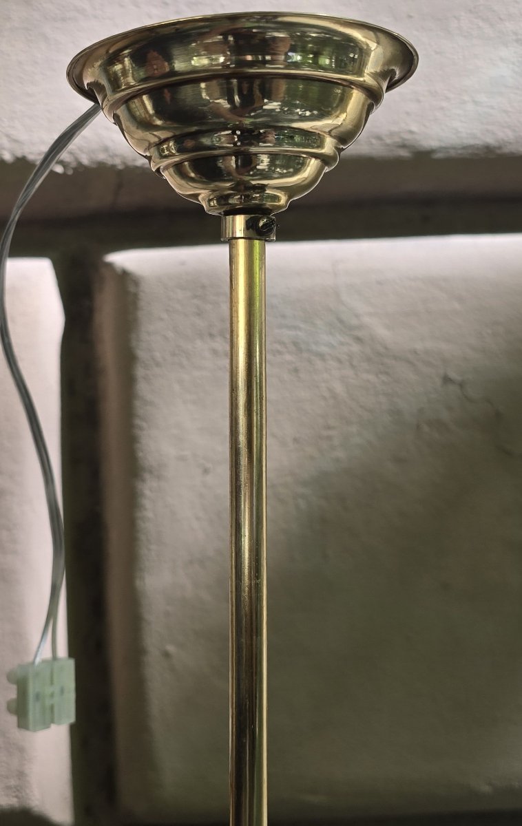Lustre en opaline et monture en laiton – Italie, vers 1955–1965-photo-4