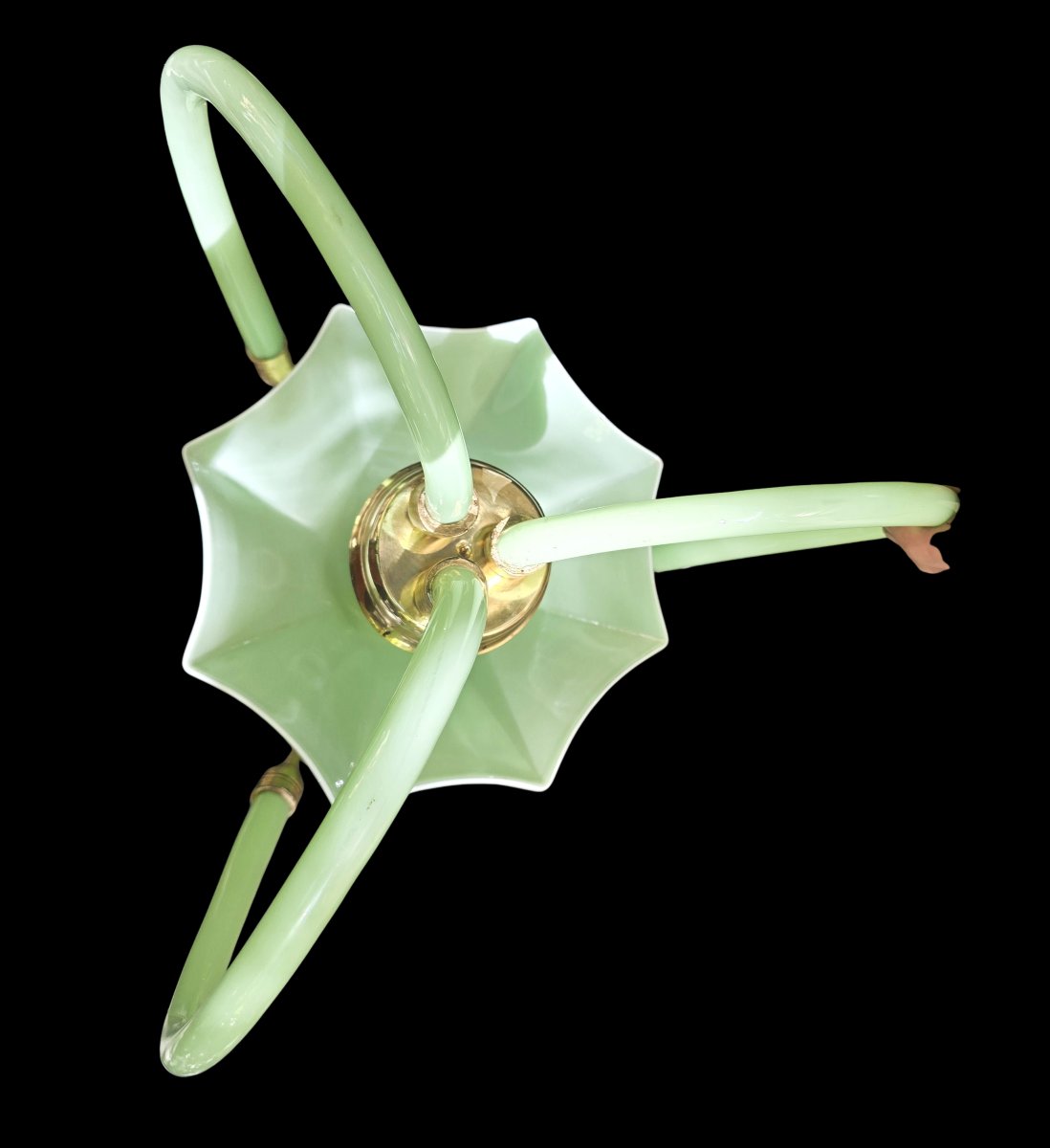 Lustre en opaline et monture en laiton – Italie, vers 1955–1965-photo-5