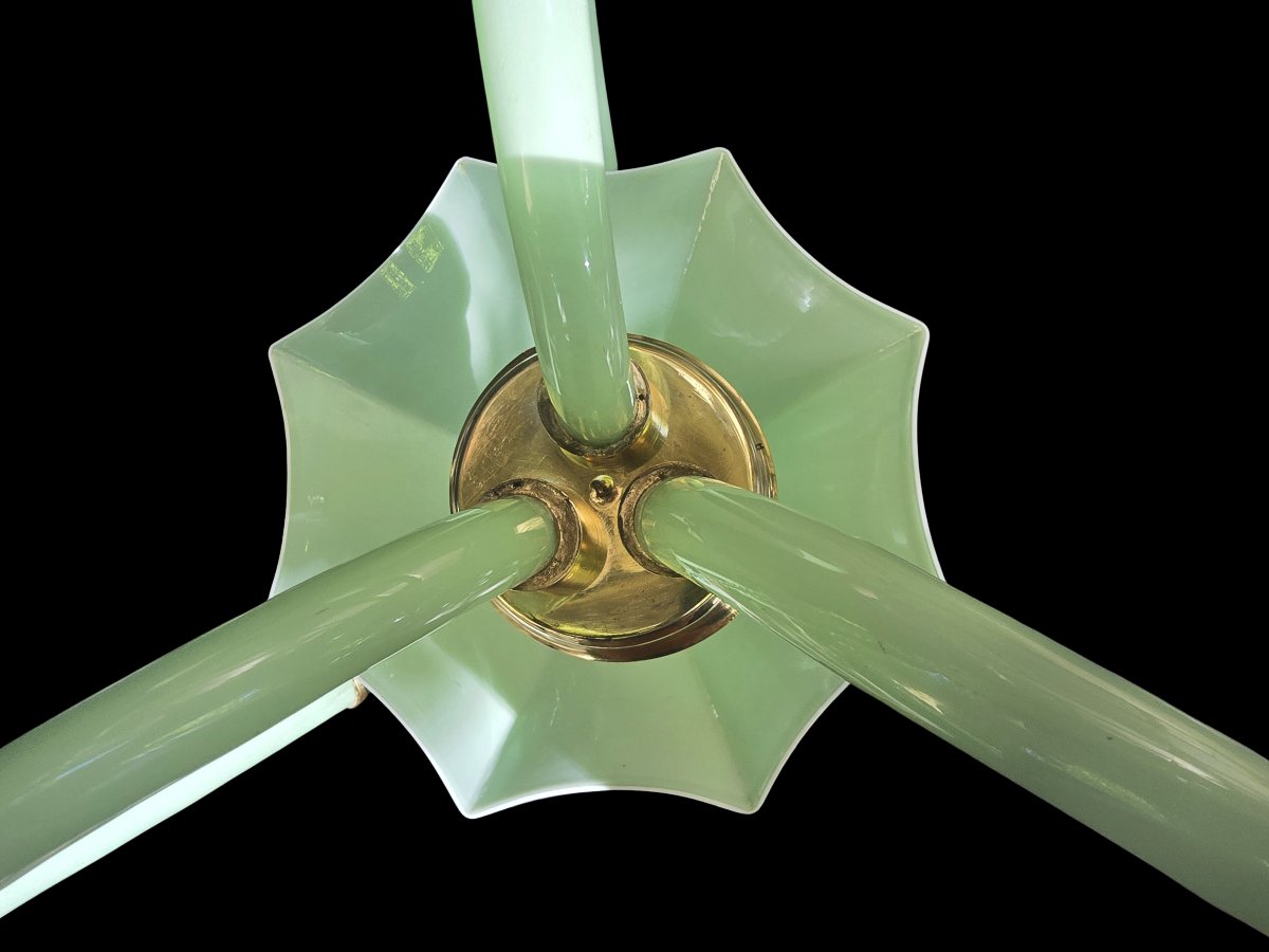 Lustre en opaline et monture en laiton – Italie, vers 1955–1965-photo-6
