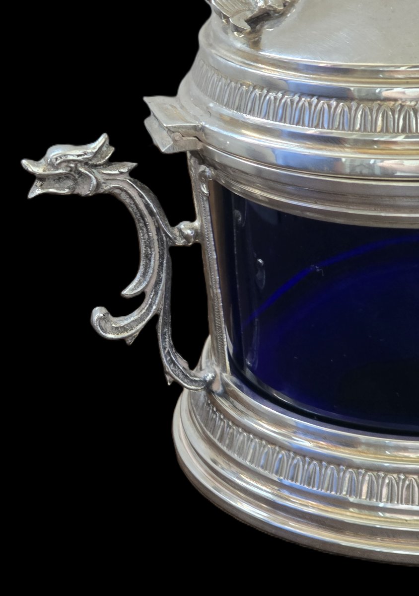 Antique Cheese Dish With A Matching Silver Spoon, Italy, Circa 1960, In The Empire Style-photo-3