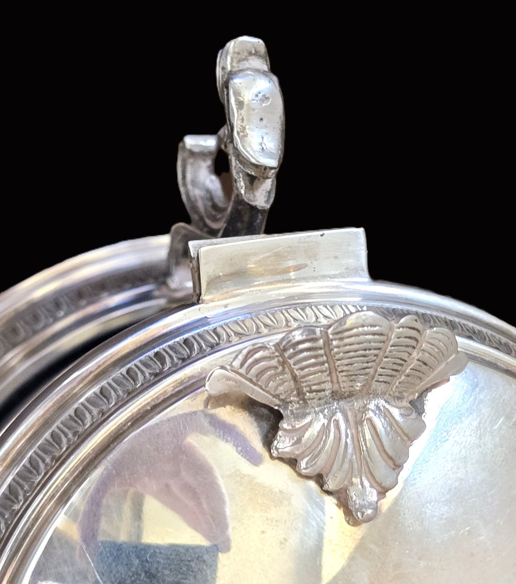 Antique Cheese Dish With A Matching Silver Spoon, Italy, Circa 1960, In The Empire Style-photo-1