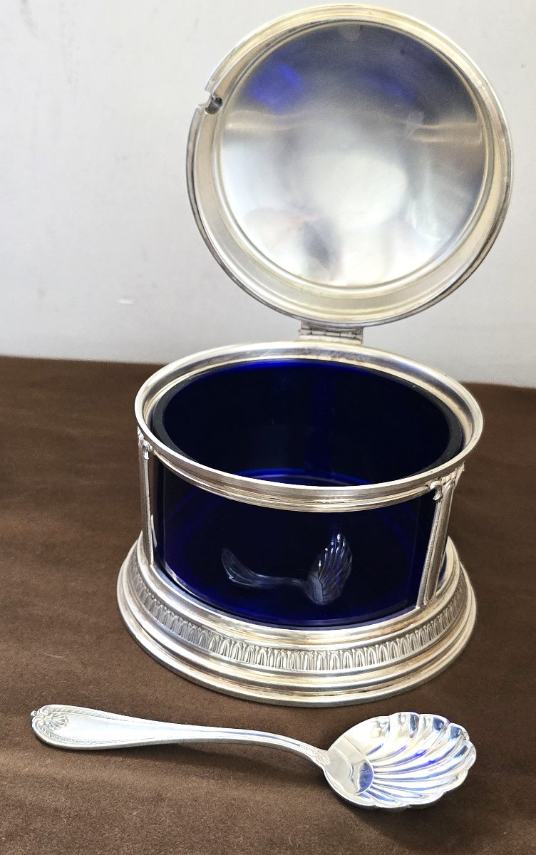Antique Cheese Dish With A Matching Silver Spoon, Italy, Circa 1960, In The Empire Style-photo-2