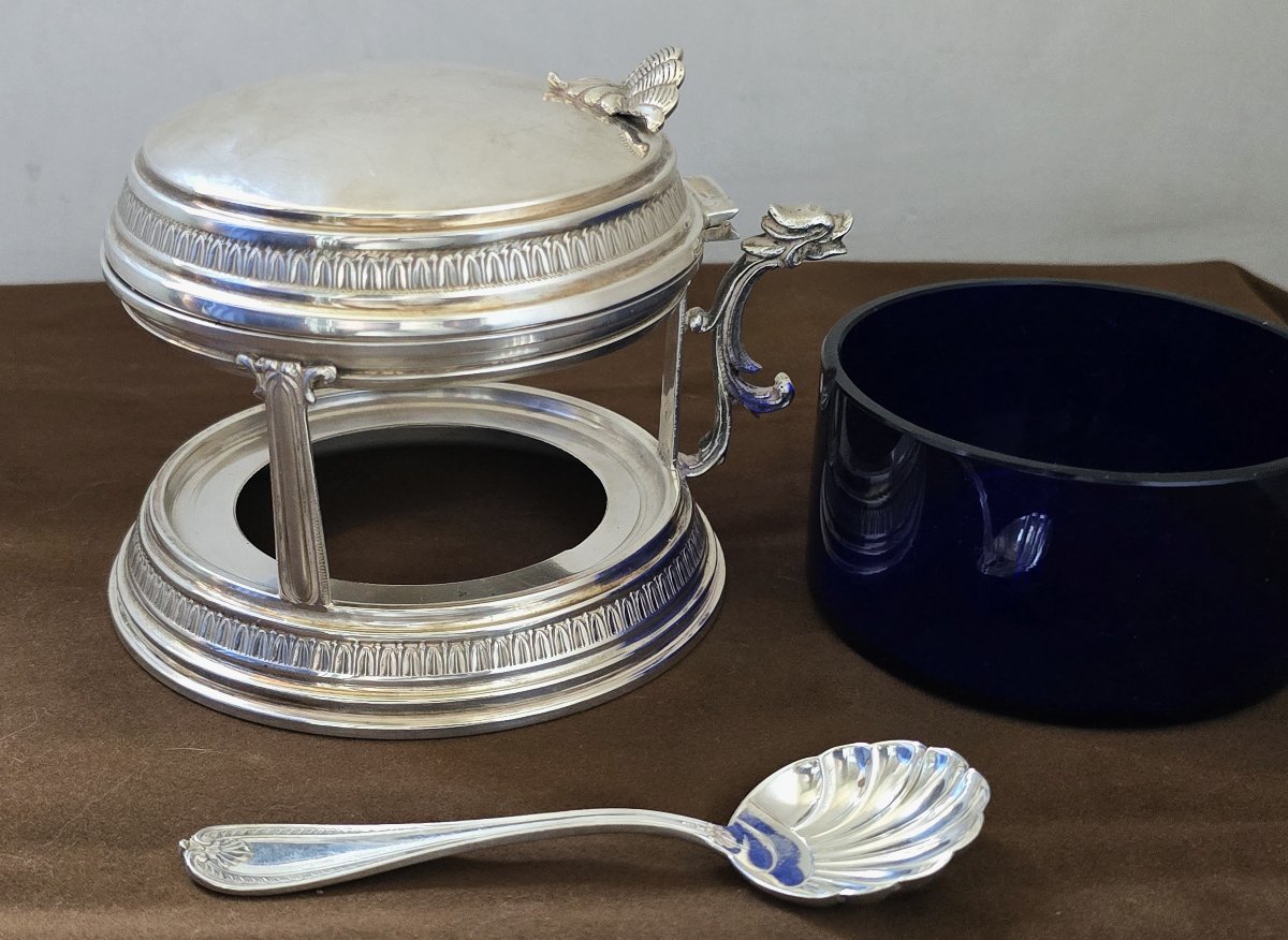 Antique Cheese Dish With A Matching Silver Spoon, Italy, Circa 1960, In The Empire Style-photo-4