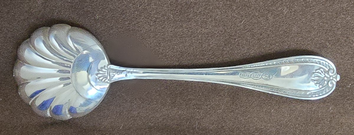 Antique Cheese Dish With A Matching Silver Spoon, Italy, Circa 1960, In The Empire Style-photo-5