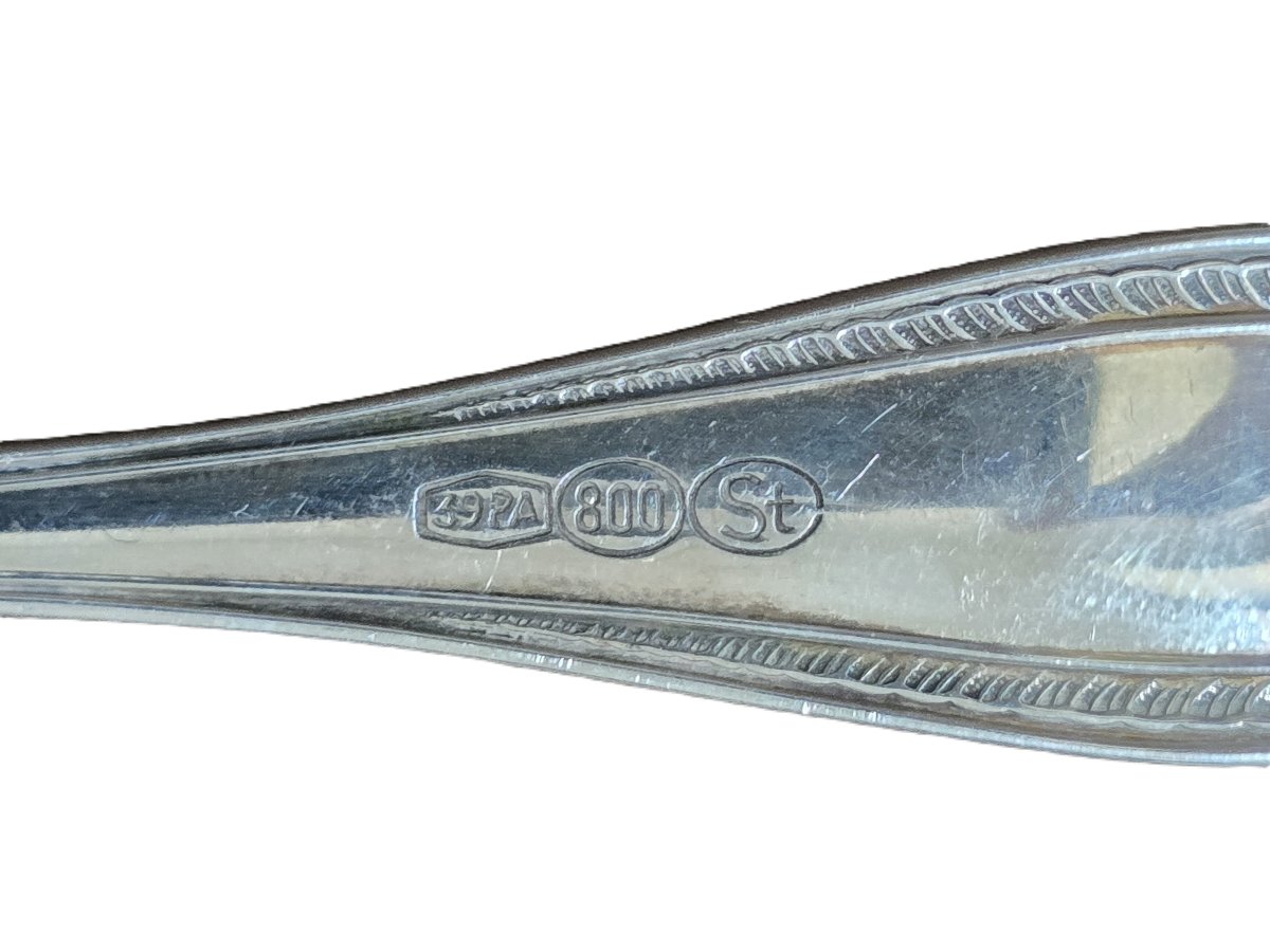 Antique Cheese Dish With A Matching Silver Spoon, Italy, Circa 1960, In The Empire Style-photo-6