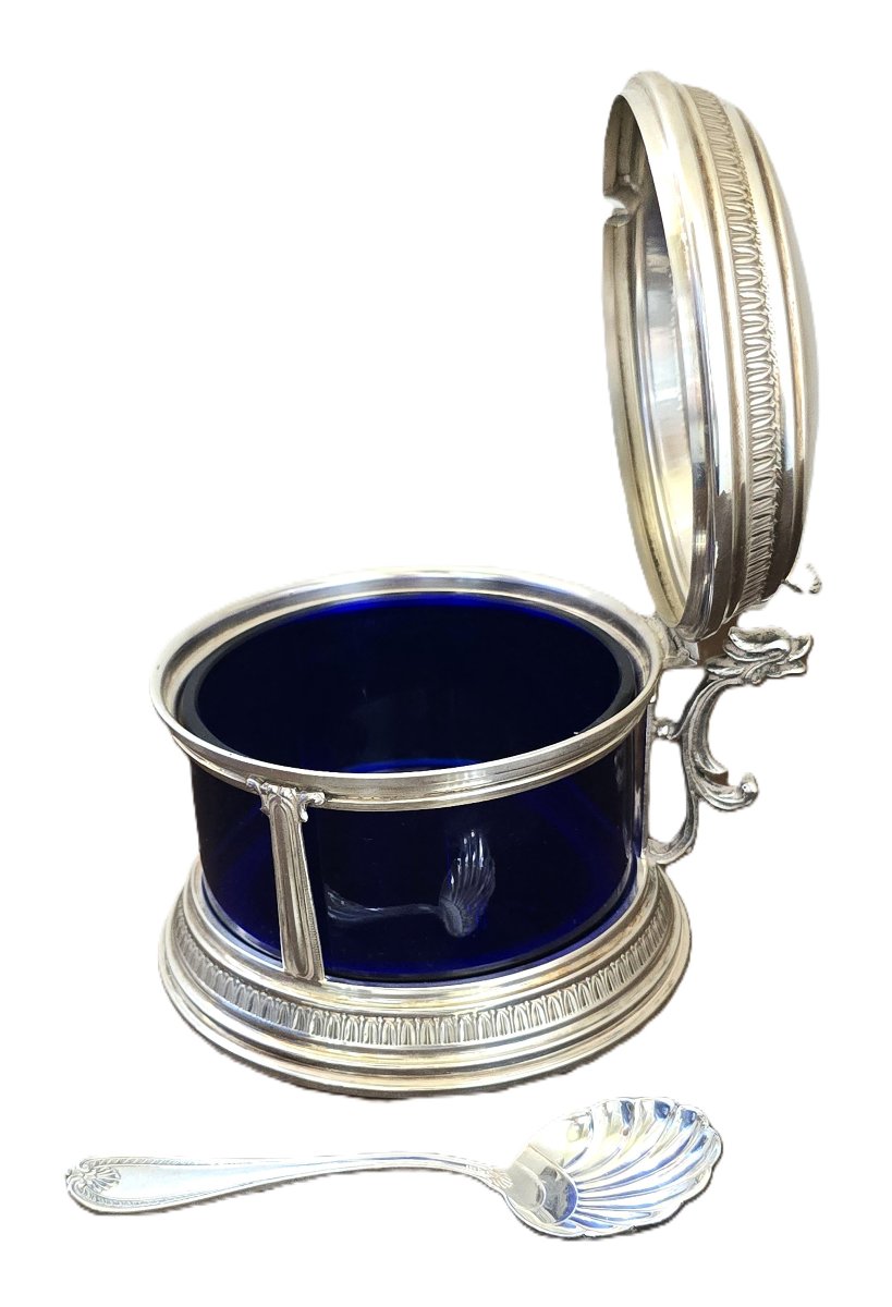 Antique Cheese Dish With A Matching Silver Spoon, Italy, Circa 1960, In The Empire Style