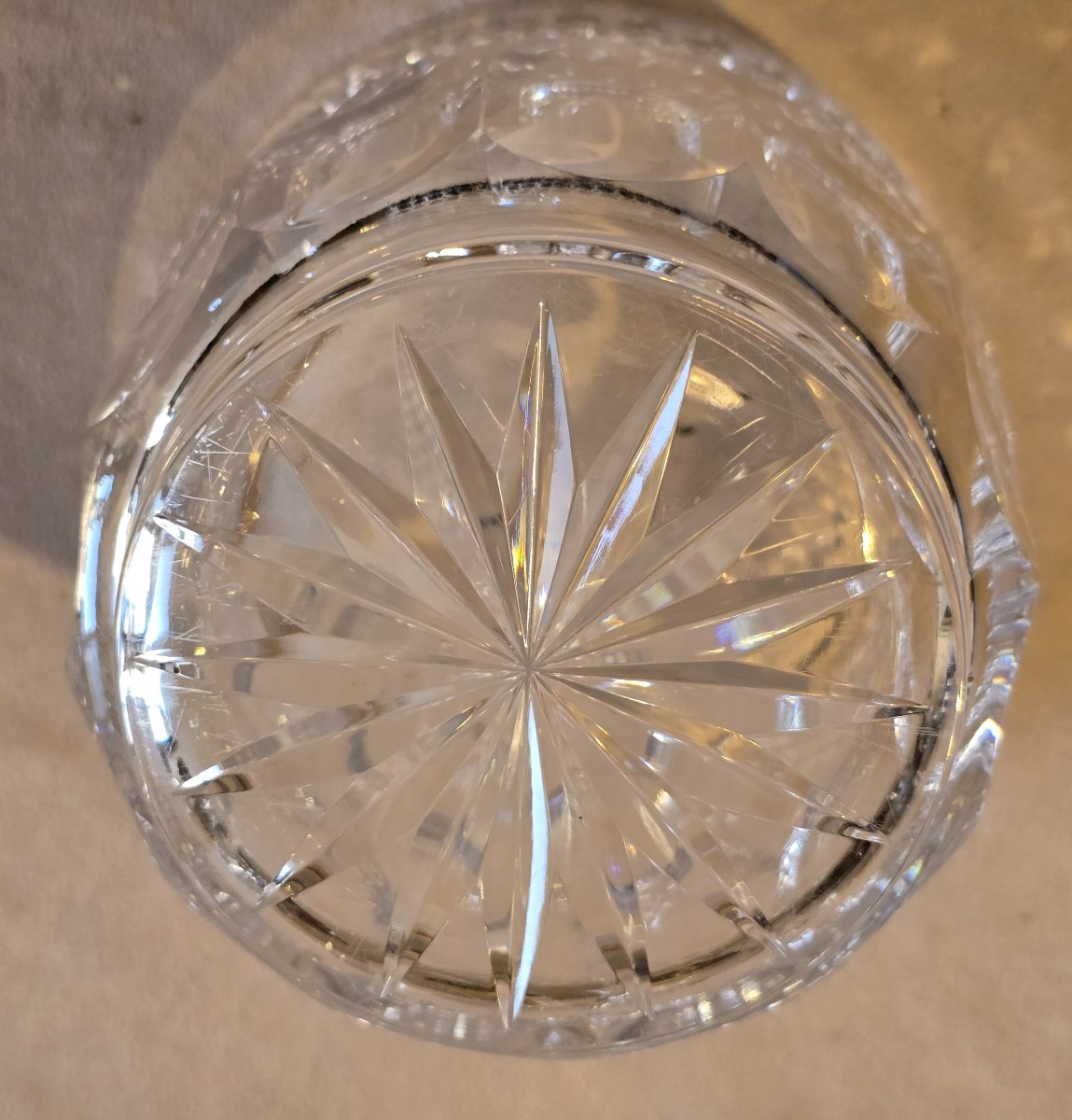 petit seau à glace ancien en cristal taillé-photo-4