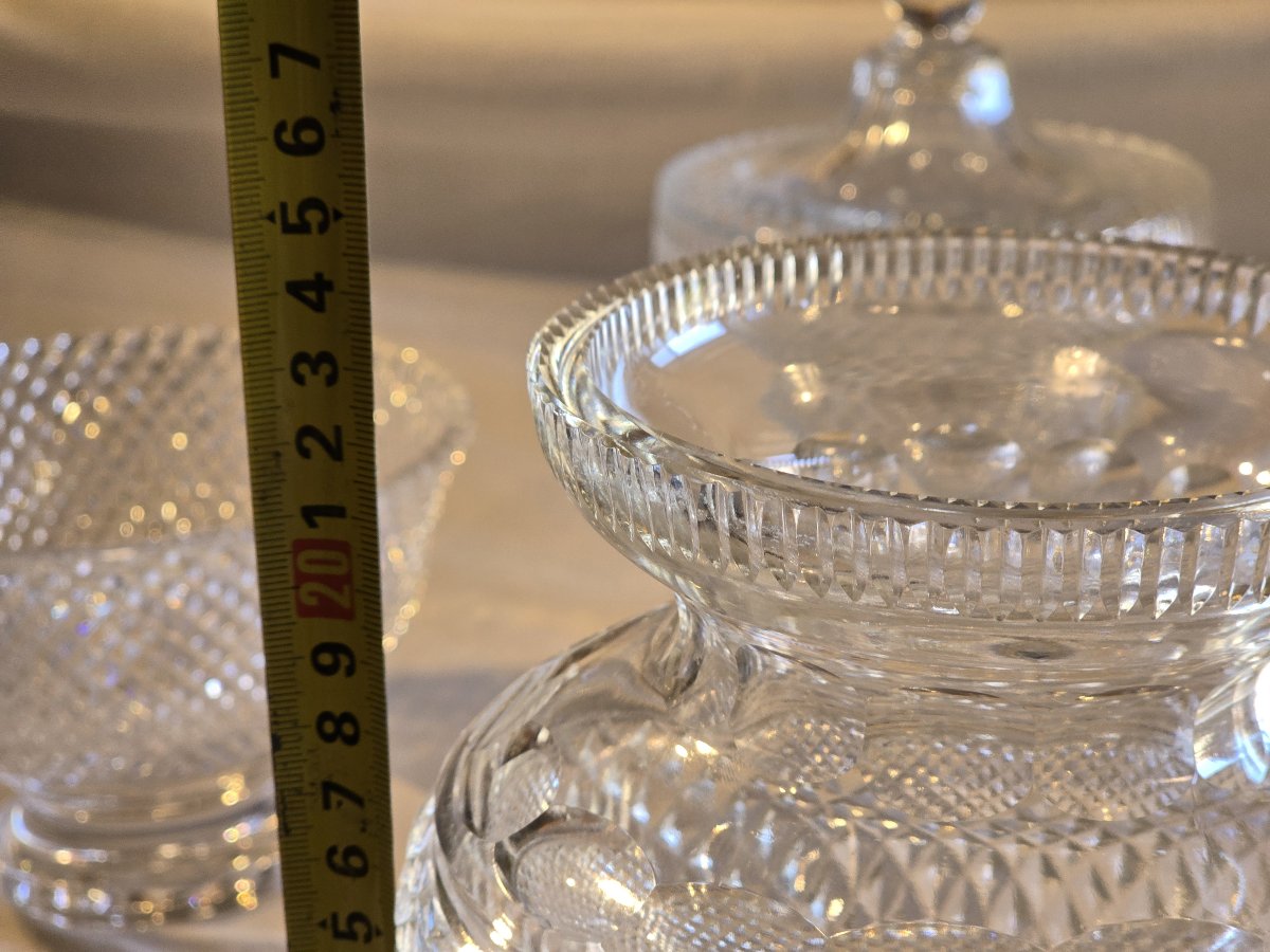 Ancien Vase en cristal taillé à décor de pointes de diamant-photo-7