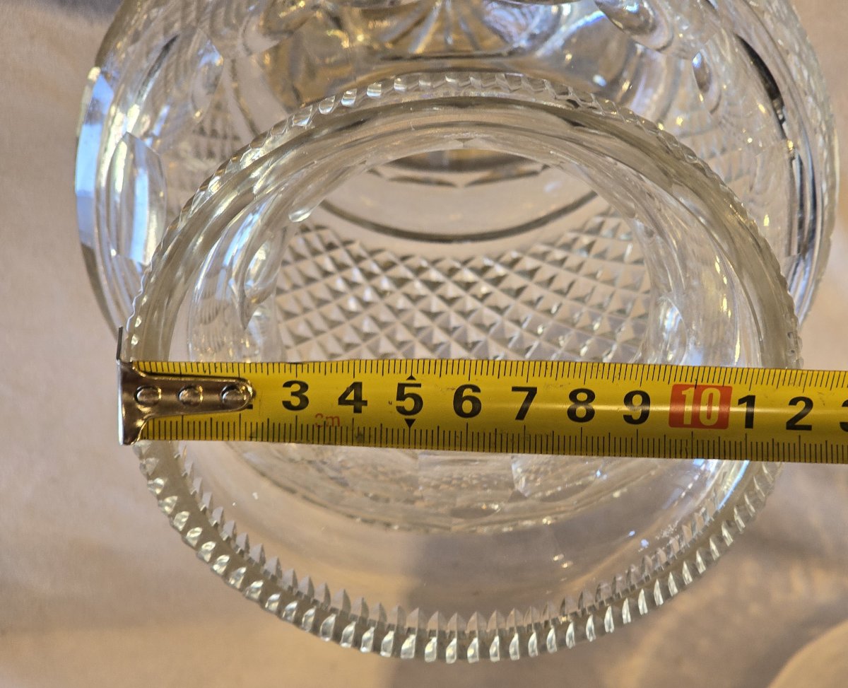 Ancien Vase en cristal taillé à décor de pointes de diamant-photo-8