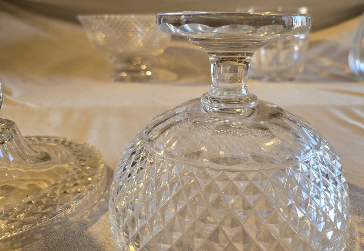 Antique Candy Dish Made Of Hand-cut Crystal With Diamond-pointed Edges-photo-3