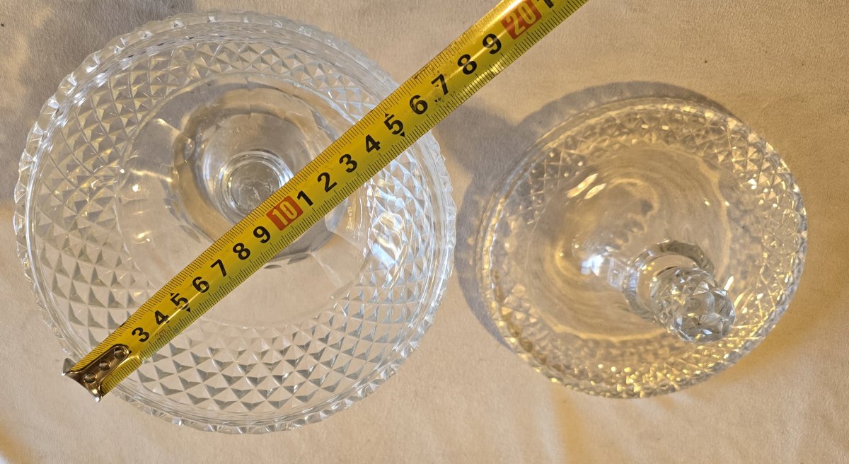 Antique Candy Dish Made Of Hand-cut Crystal With Diamond-pointed Edges-photo-4