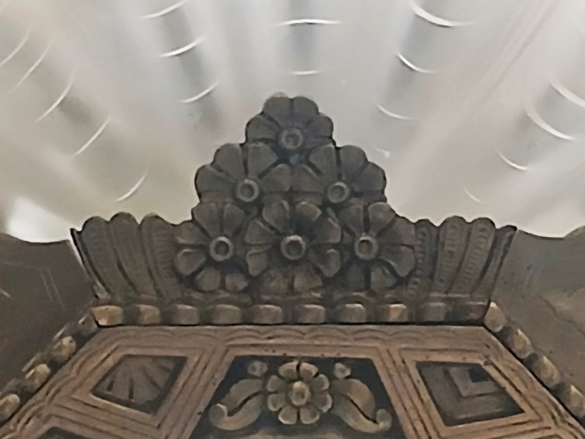 lustre Art Déco 9 lumières en bronze et verre moulé, France 1925-1930,  restauré-photo-2