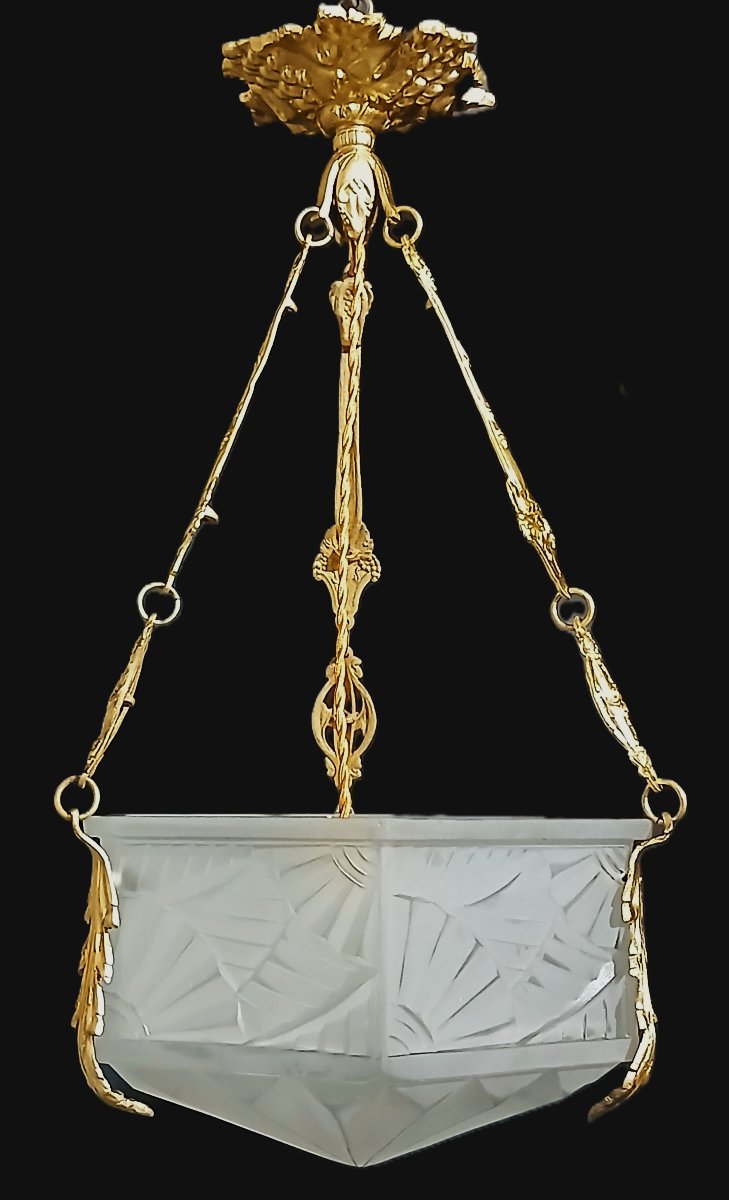 Art Deco Pendant Light By Degué, France, Circa 1925