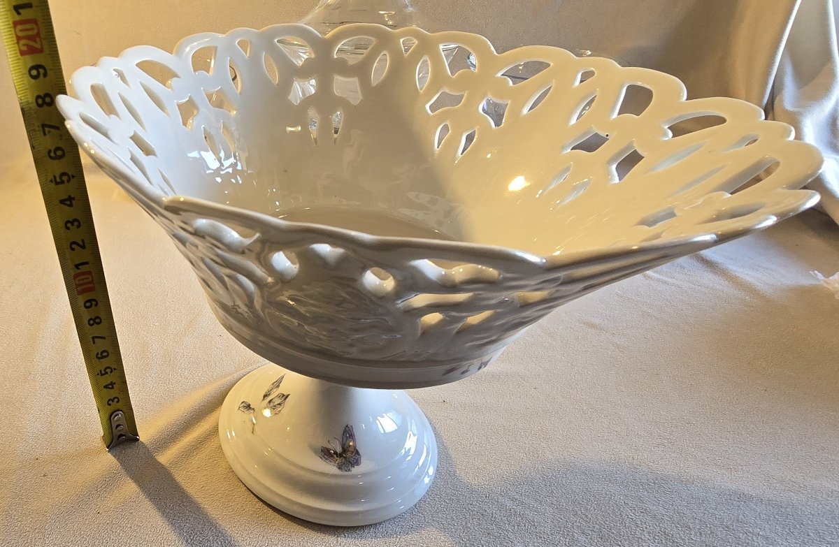 Antique Ginori Openwork Porcelain Cake Stand, Late 19th Century-photo-5