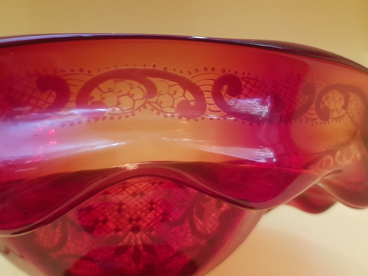 Cup On Foot In Red Murano Blown Glass Early XX Century-photo-7