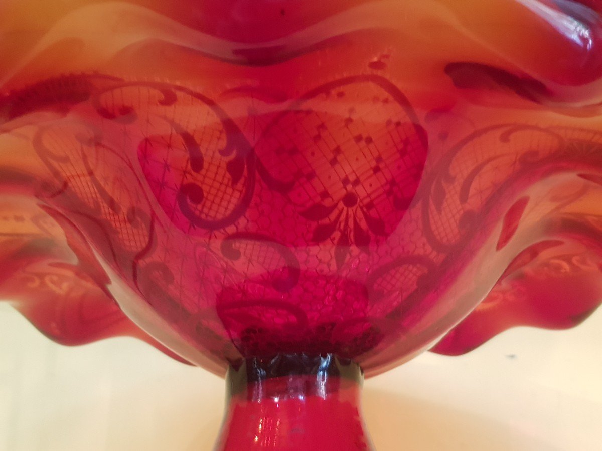 Cup On Foot In Red Murano Blown Glass Early XX Century-photo-8