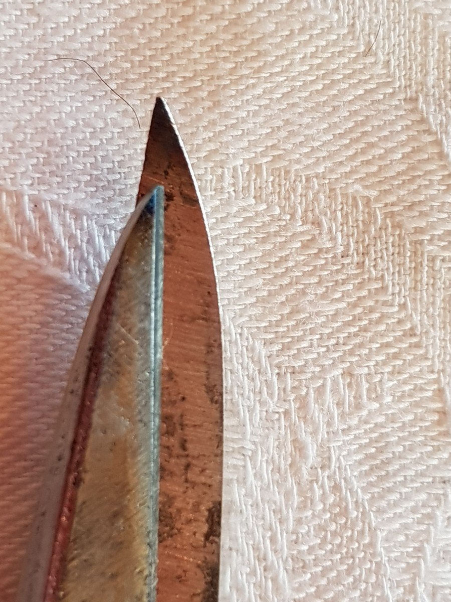Folk Art - Old Finely Chiseled Steel Scissors-photo-3