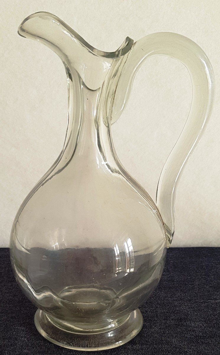 Old Ewer Jug Double Tank Blown Glass-photo-4