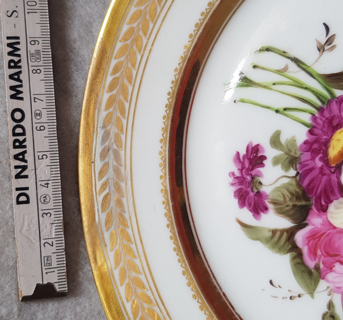 Plate Paris Porcelain Decor Bouquet Of Flower Restoration Period 21.5 Cm Diameter-photo-6