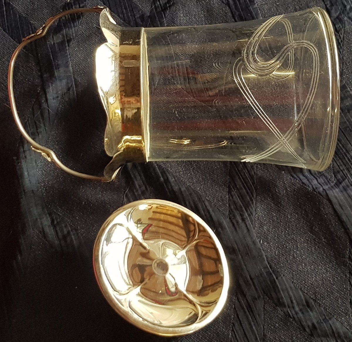 Potiche Art Nouveau Verre Et Metal Argenté-photo-2