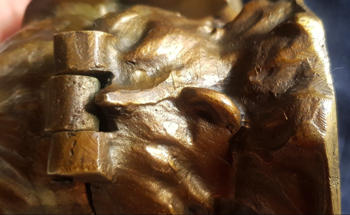 Inkwell In Bronze XIX S Head Of Hunting Dog-photo-5