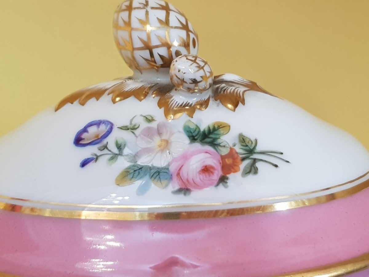 Saucière Ancienne  En Porcelaine De Paris Riche Décor De Fleurs-photo-3