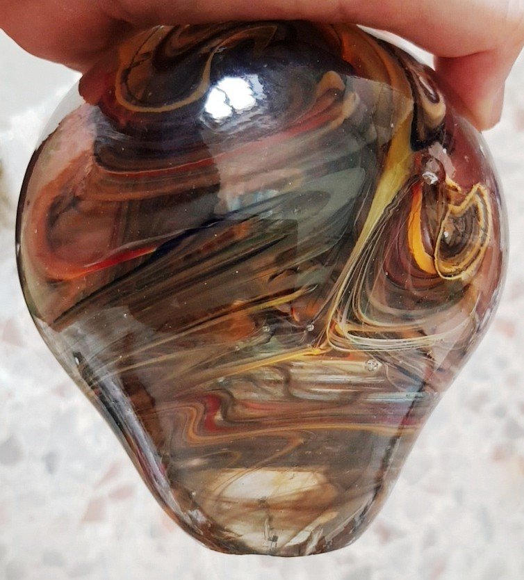 Large Paperweight Wig Holder Glass-photo-3