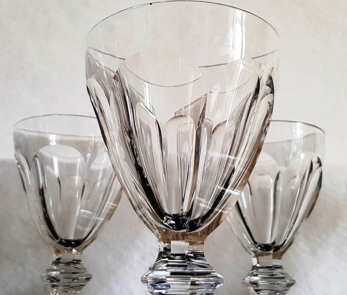 Old Cut Crystal Glasses Harcourt Model H 15.5 Cm-photo-4