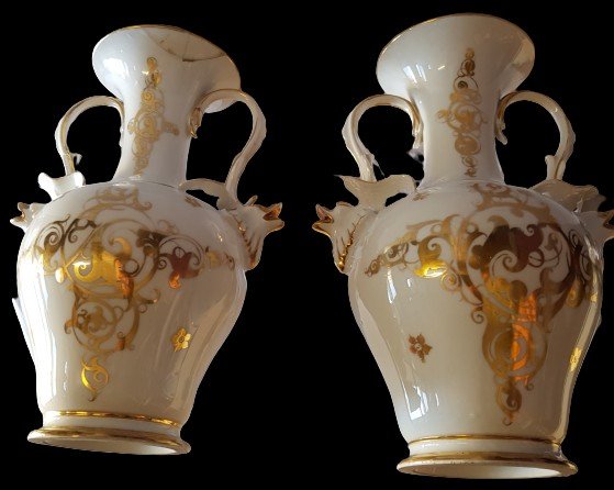 Pair Of Louis Philippe Porcelain Vases H 32 Cm-photo-3